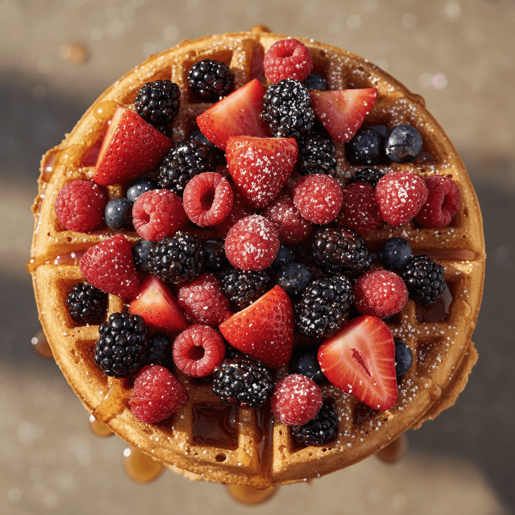 The Create double-stacked waffle with mixed berries